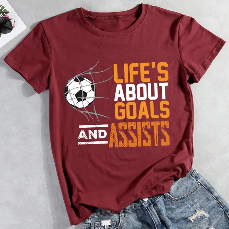 AL™ Life’s About Goals and Assists Soccer T-shirt Tee-012812-Annaletters