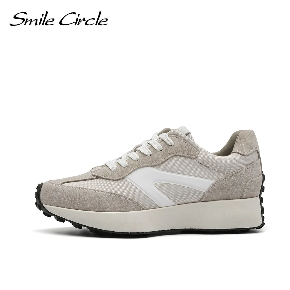 Smile Circle Summer Women Sneakers Flat Platform Shoes Fashion Splicing Thick bottom Casual Sneakers Ladies Shoes