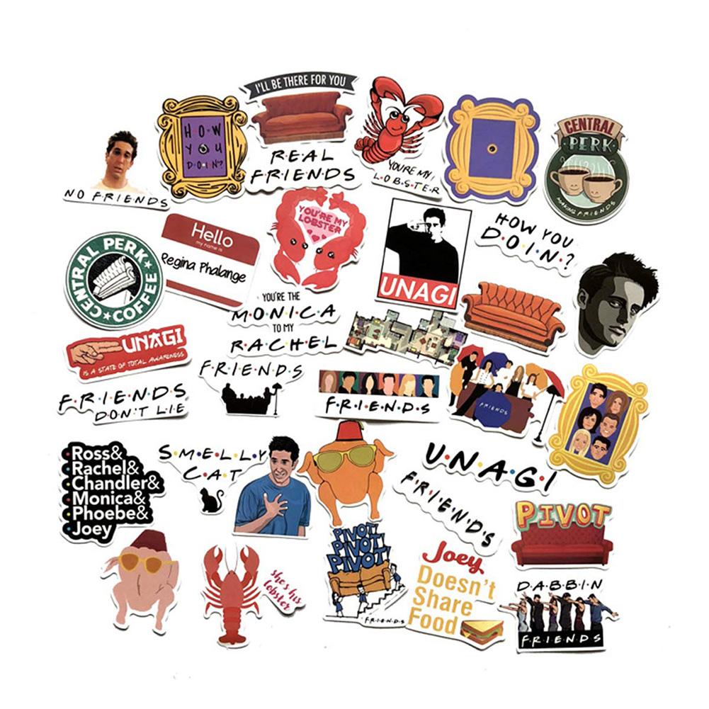 

34pcs/set Waterproof Friends Pattern Bicycles Stickers PVC Suitcases Decals, 501 Original