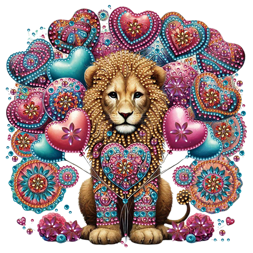 Mandala Pattern Lion 30*30cm(canvas) special shaped drill diamond painting