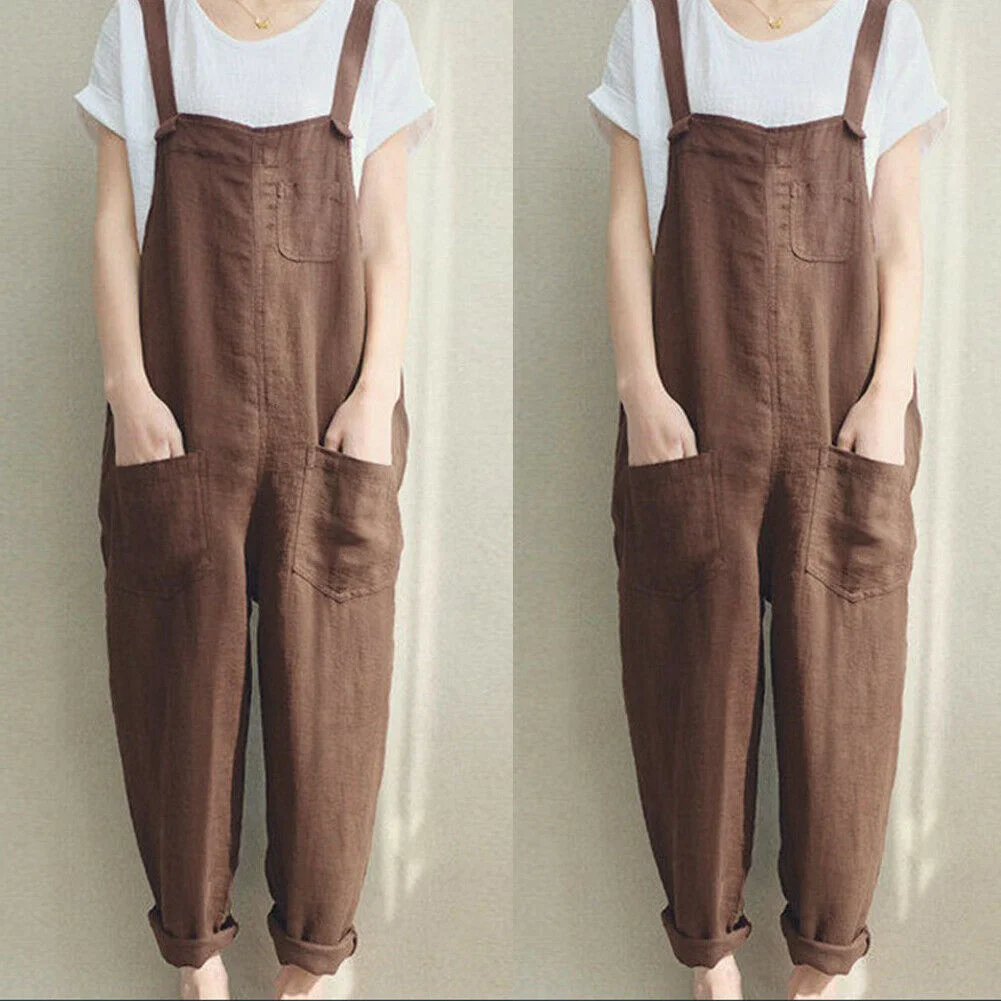 Wongn Womens Sleeveless Dungarees Rompers Jumpsuit Loose Pants Overalls Playsuits