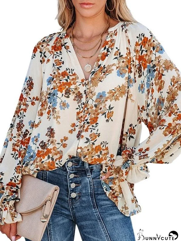 Geometric Print Polyester Pullover With Long Sleeves And Loose Fit