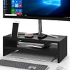 2-Tier Monitor Stand Riser with Phone Holder & Cable Management for Home Desktop