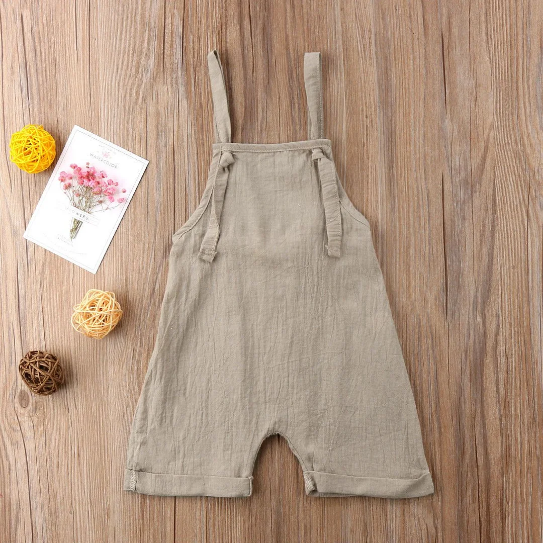 2018 Brand New Toddler Infant Newborn Kid Boy Girl Bib Pants Romper Jumpsuit Playsuit Outfit Solid Summer Clothes Wholesale 0-3T