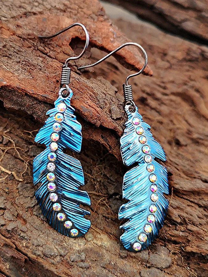 Vintage Electroplate Feather Earrings