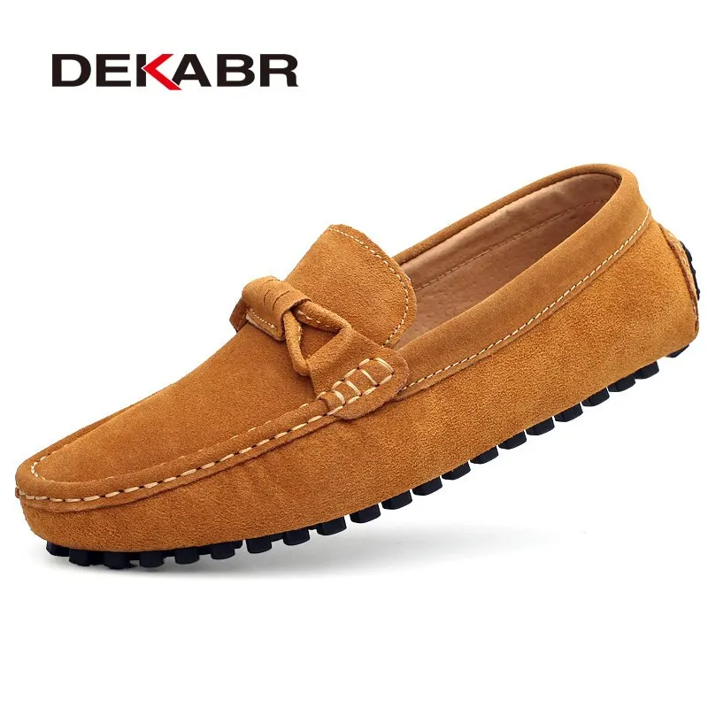 DEKABR New 2022 Men Cow Suede Loafers Spring Autumn Genuine Leather Driving Moccasins Slip on Men Casual Shoes Big Size 38~46