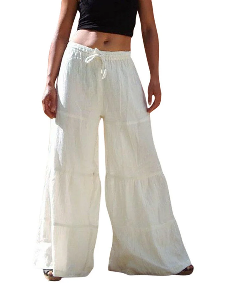 Loose Solid-colored Loose-waisted Wide-legged Pants