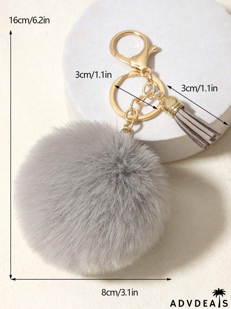 Fluffy Pom Pom Charm Keychain