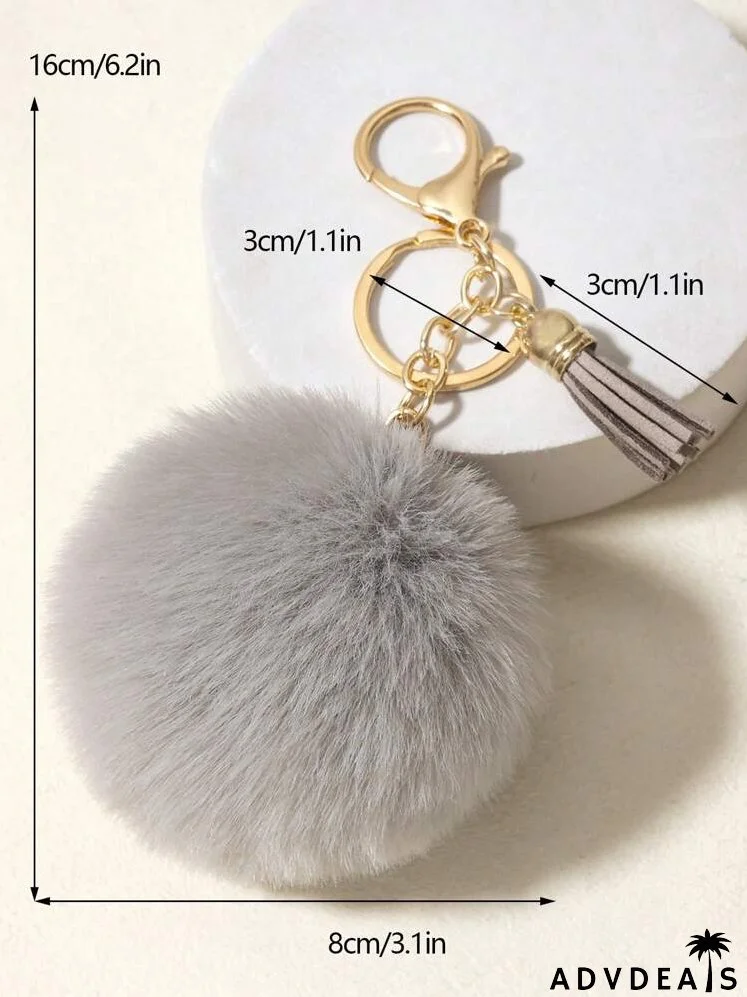 Fluffy Pom Pom Charm Keychain