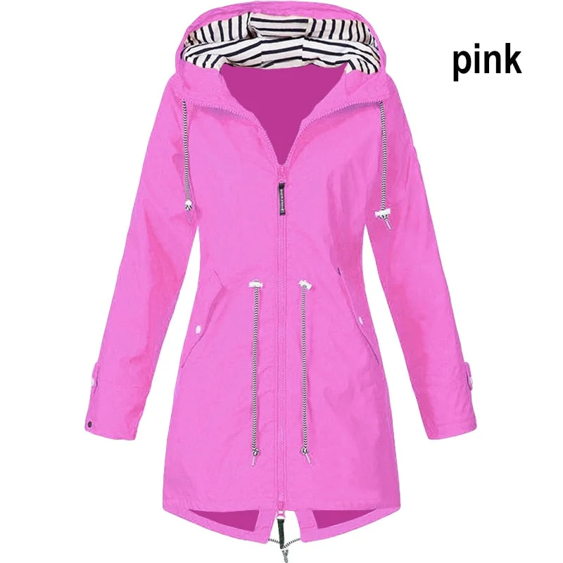 Women Winter Windbreaker Jacket Coat Lightweight Oversized Hooded Zipper Outdoor Coat Hiking Clothes Female Waterproof Raincoat