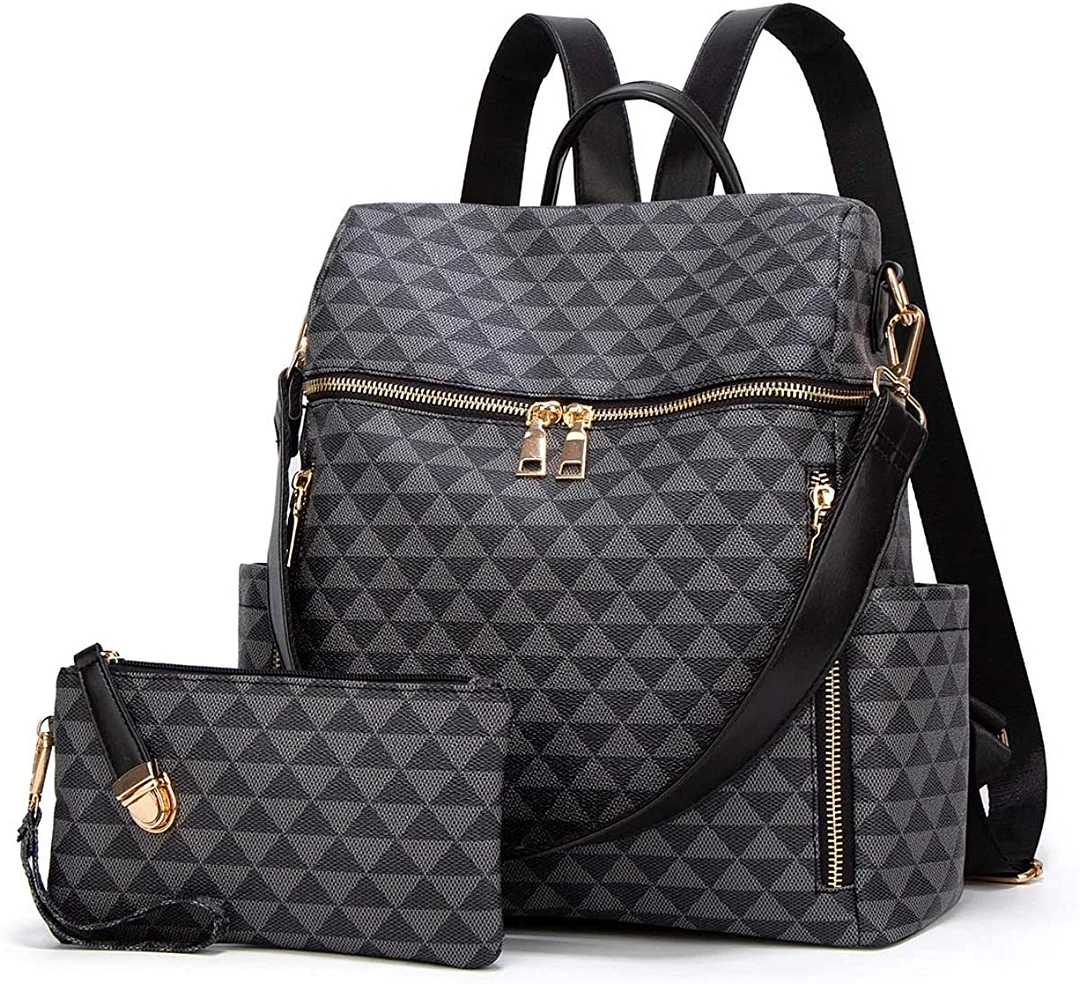 Backpacks for Women Fashion Leather Bags Girl's Anti-theft Rucksack Ladies Travel Bags Handbags and Purses Phone Bags 2Pcs