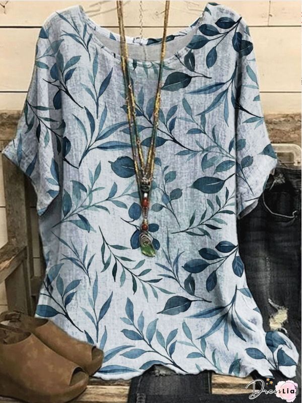 Loose Floral Print Ruffled Crinkled Blouse