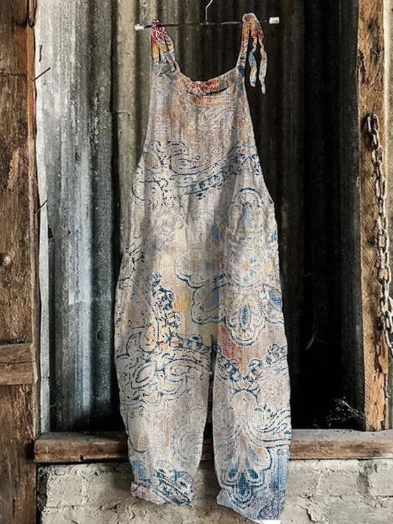 Women's Comfort Printed Linen Jumpsuit