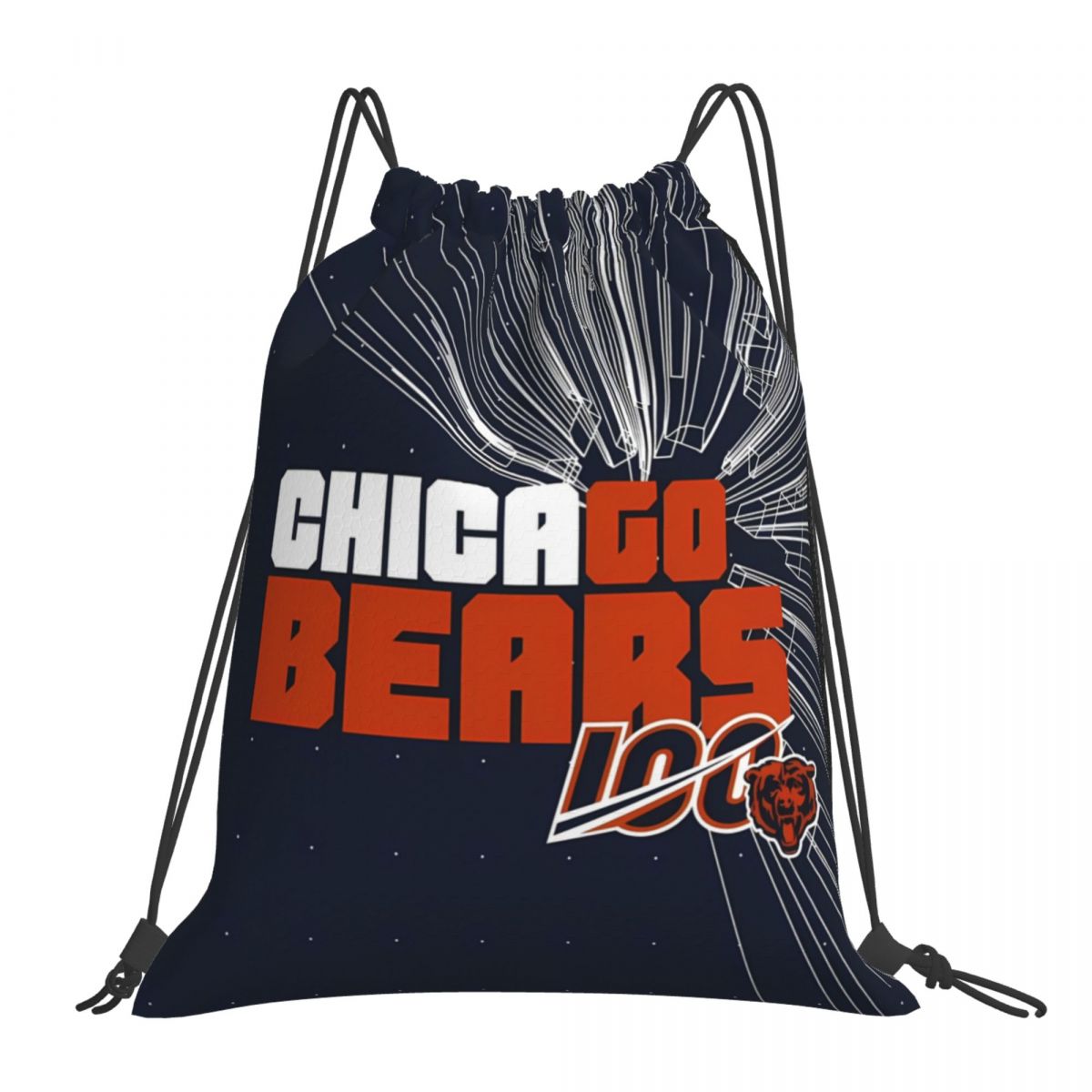 Chicago Bears Abstract Drawstring Bags for School Gym
