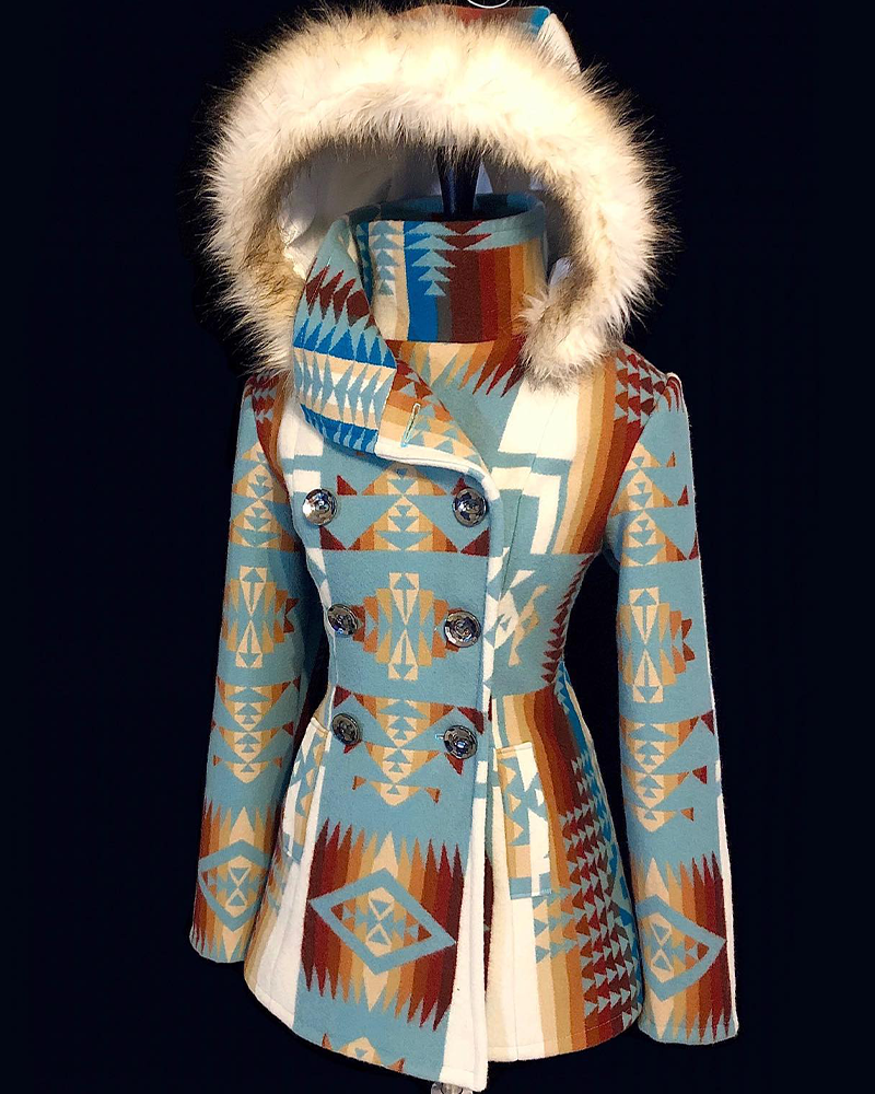 Aztec Nationality Wollen Blanket Hand Made Coat 288c