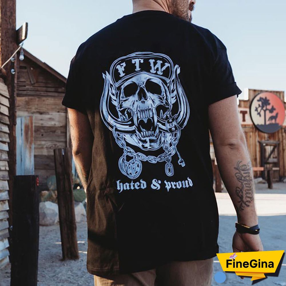 Black FTW HATED & PROUD Skull Graphic Black Print T-shirt