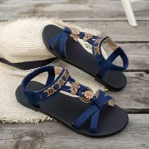 Yyvonne Women's Fashion Big Size 2025 Summer New Round Head Breathable Casual Women's Sandals