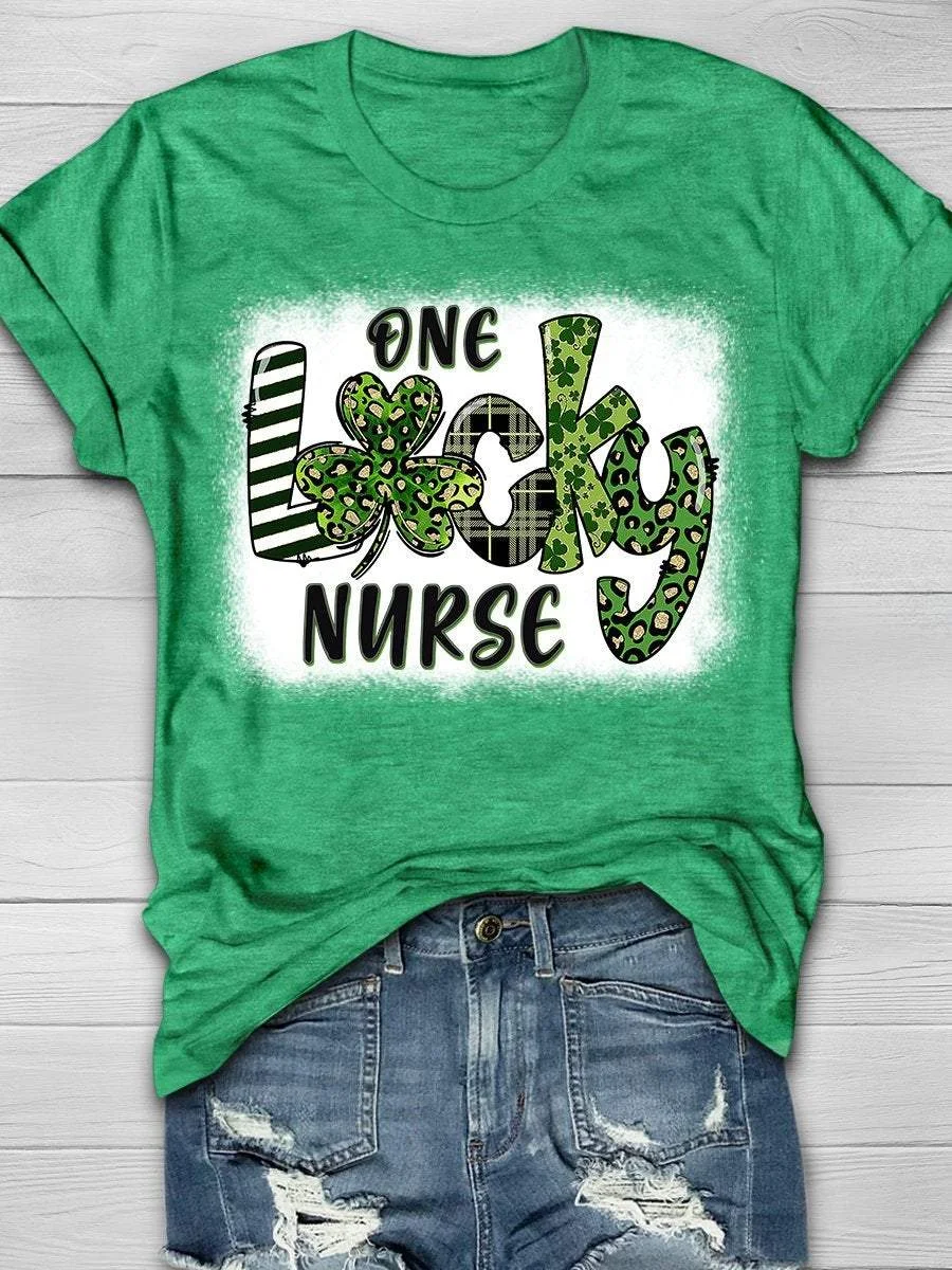 One Lucky Nurse Print Short Sleeve T-shirt