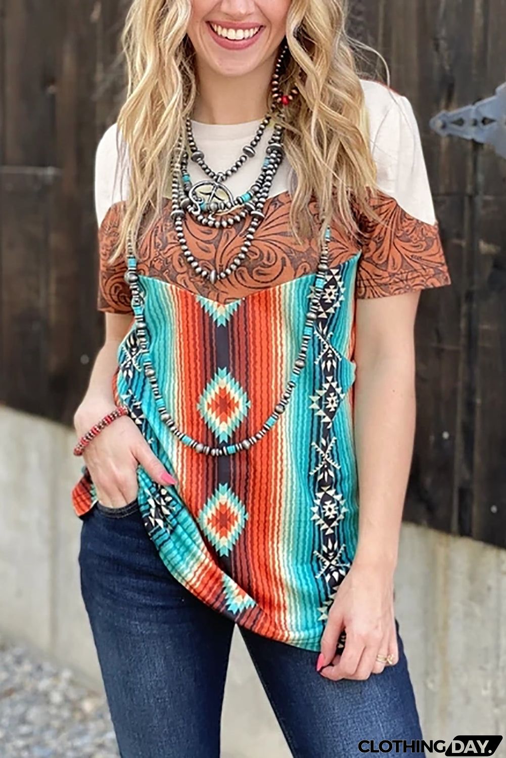 Western Tribal Fashion Crew Neck T-shirt