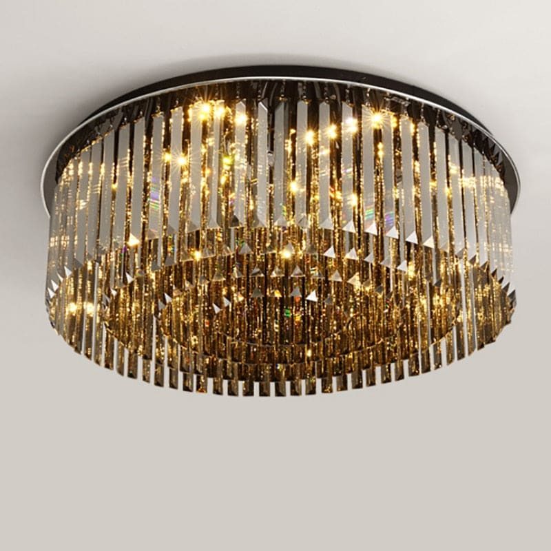 Modern Crystal Chandelier For Ceiling Luxury Round Smoky Gray Cristal Lamps Bedroom Living Room