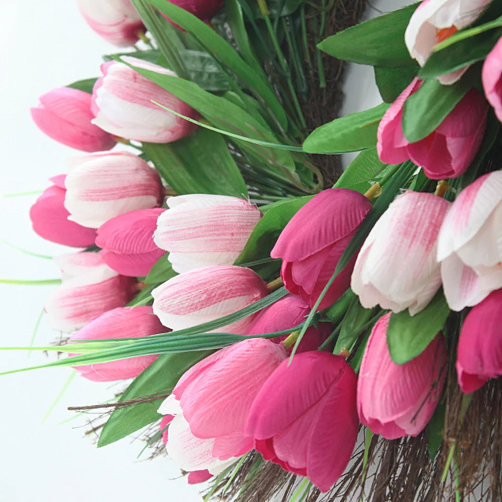 Spring Simulation Tulip Wreath Holiday Decoration