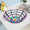 (US Local)Flower Diamond Painting Wooden Serving Tray Decorative Diamond Art Fruit Tray(C)