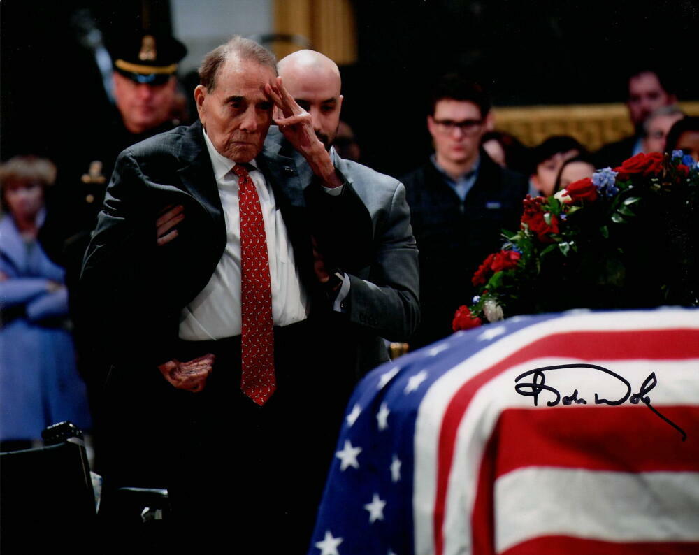 SENATOR BOB DOLE SIGNED AUTOGRAPH 8X10 Photo Poster painting - PRESIDENT GEORGE H W BUSH FUNERAL