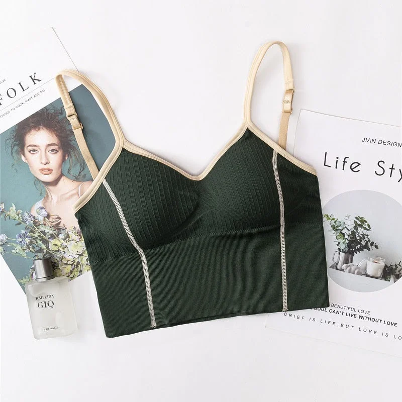 Women's Fashion Top Tube Top Bra Women's Cotton Underwear Seamless Breathable Bra Solid Color Ladies Soft Tank Up Sexy Lingerie