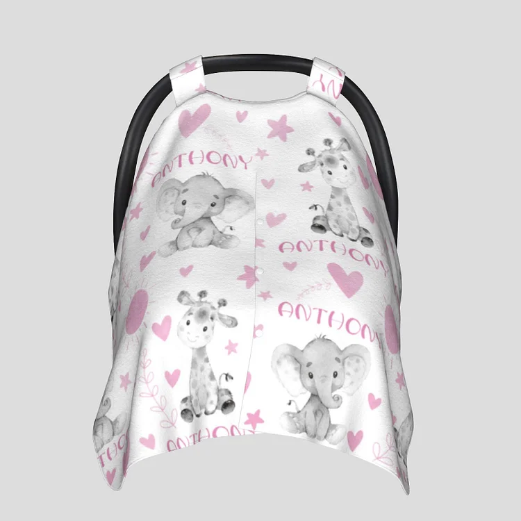 Personalized Baby Elephant Car Seat Canopy for Comfort & Unique| C42