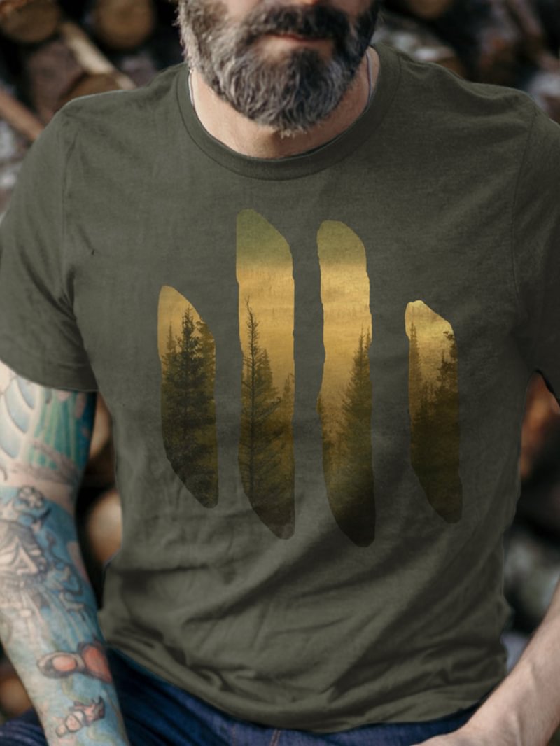 Forest Printed Crew Neck Men's T-Shirt in  mildstyles