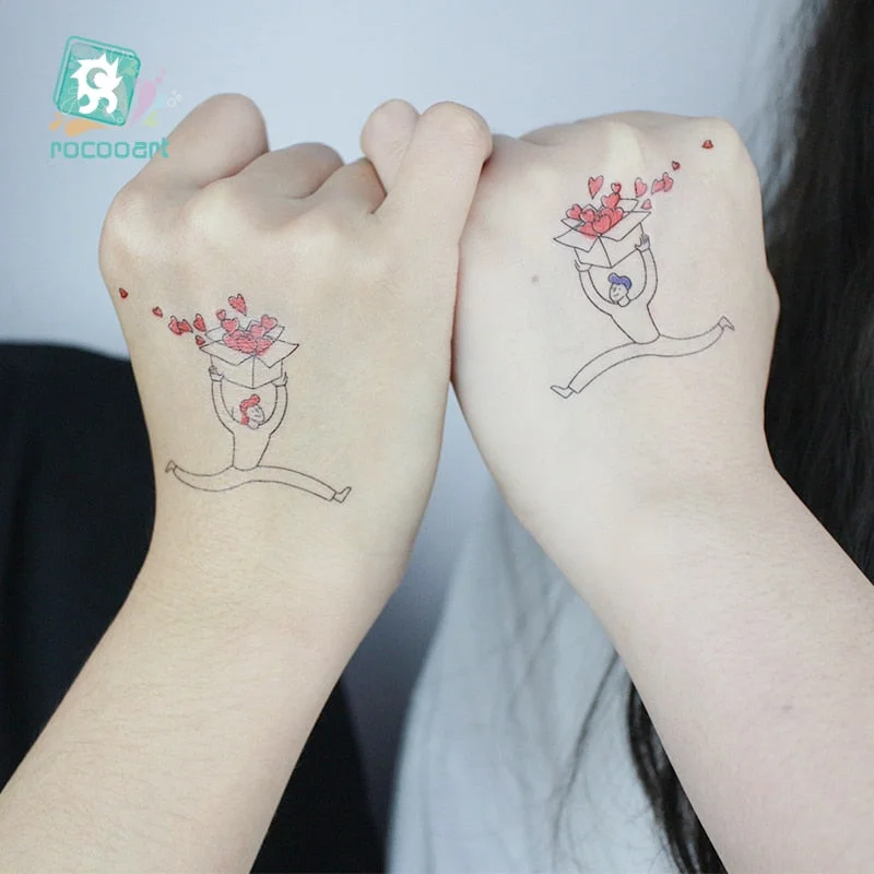 2020 Couple Temporary Tattoos Fashion Cool Body Art Beauty Makeup Valentine's Day Tattoo Waterproof Hand Fake Tatoo 10.5x6cm