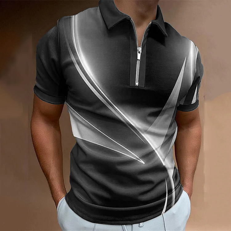 BrosWear Laser Stripe Collar Golf Polo Shirt