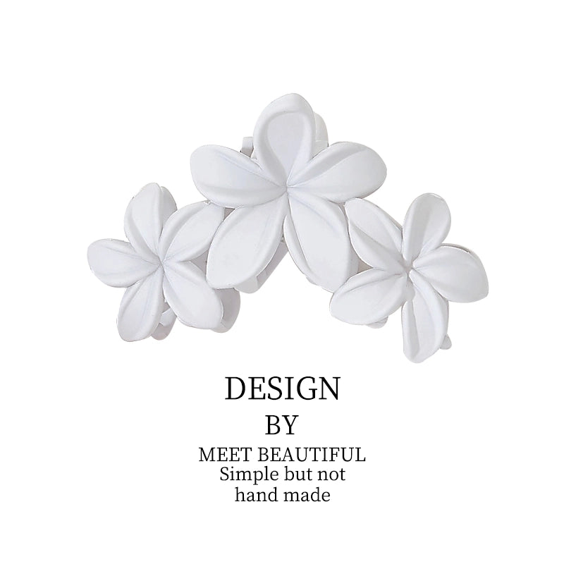 Design Frosted Artificial Flowers Hair Styling Clip Three Flowers Hair Claw Back Head Hair Volume Multi-Plate Hair Clip