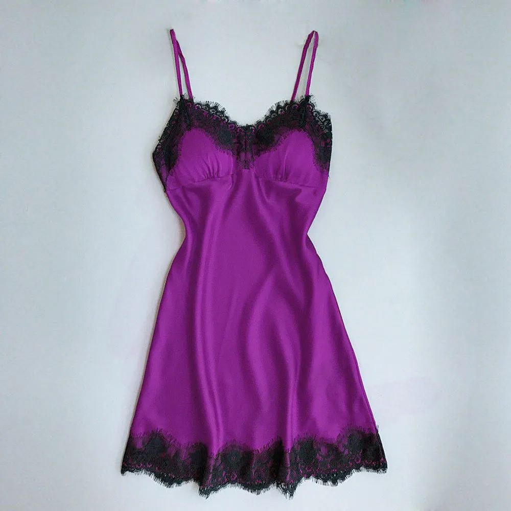 Churchf Home Sex Pajamas Women Seduction Sexy V-Neck Lace Side Sling Aja Aja Skirt Multi-Color Optional Lingerie