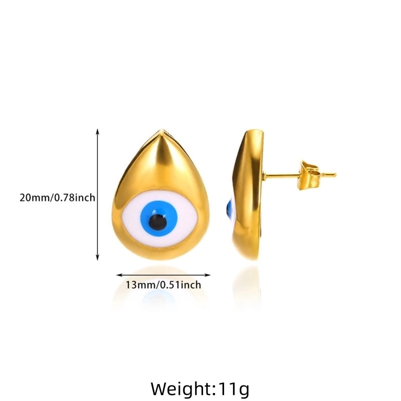1 Pair Classical Exaggerated Funny Devil’s Eye Water Droplets 304 Stainless Steel Stainless Steel Earrings
