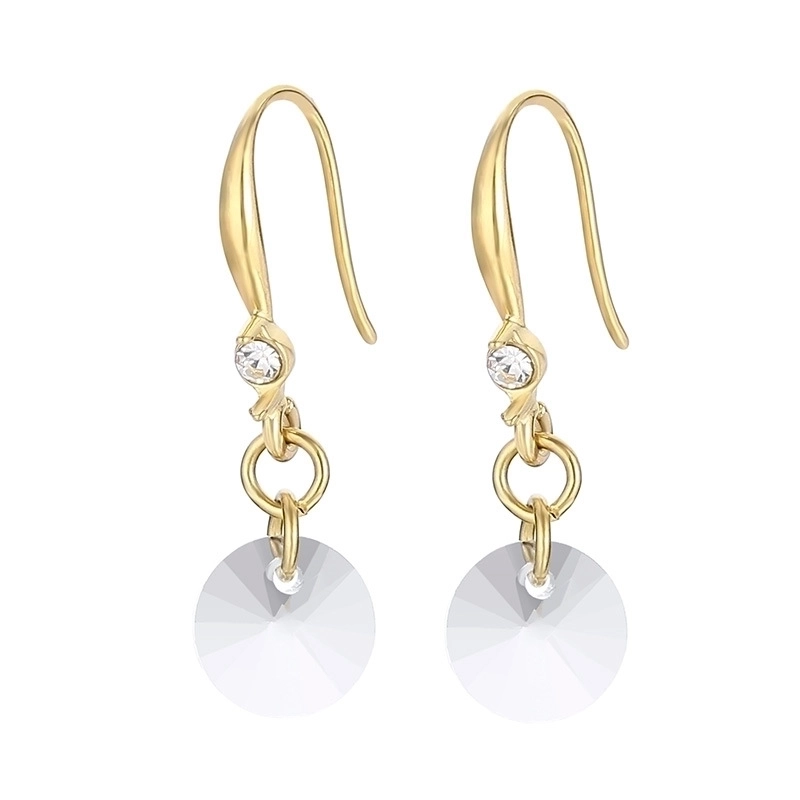 1 Pair Fashion Solid Color Plating Inlay 304 Stainless Steel Stainless Steel Satellite Stone Rhinestones 18K Gold Plated Drop Earrings