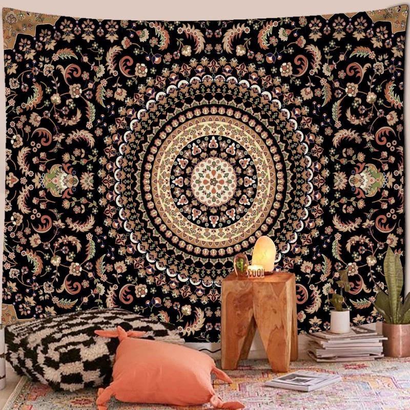 Nigikala Mandala Tapestry Wall Hanging Boho Decor Wall Cloth Tapestries Psychedelic Hippie Night Moon Tapestry Mandala Wall Carpet