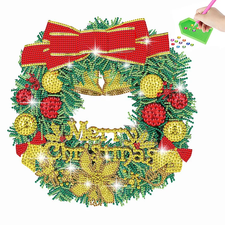 Diamond Painting Sticker Christmas Wreath Gem DIY Craft Kit for Boy Girls Gift