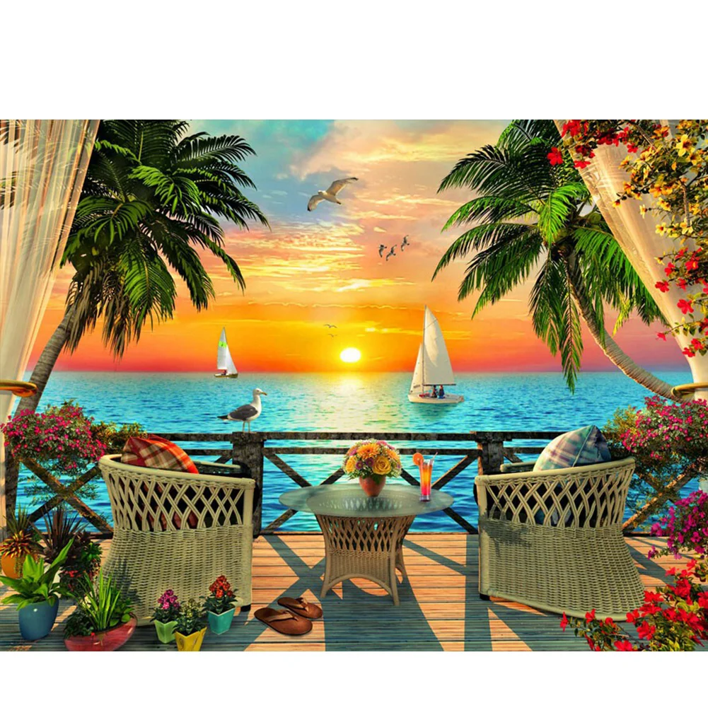Diamond Painting - Full Round/Square Drill - Seaside Scenery(30*40 - 50*60cm)