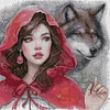 Red Girl And Wolf-11CT Stamped Cross Stitch 46*45cm/18.11*17.72in tapestrymarket