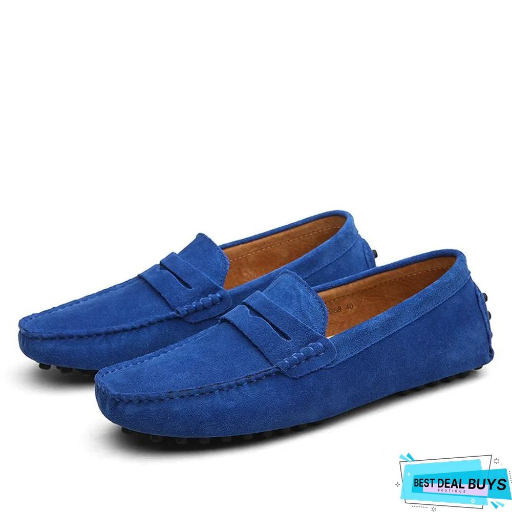 Men's Soft Loafers Moccasins Genuine Leather Flats Driving Shoes