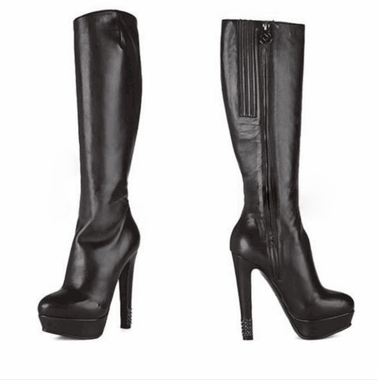 Custom Made Black Fashion Calf Length Platform Boots Vdcoo