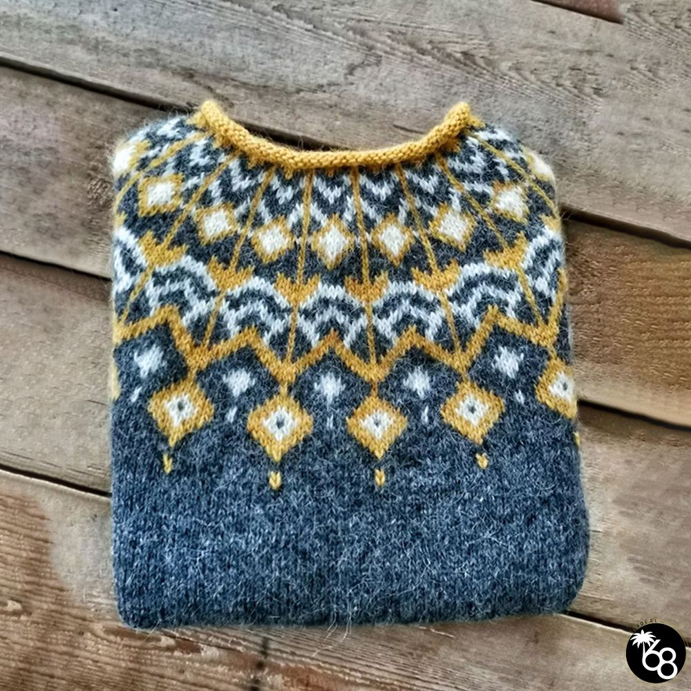 Vintage Geometry Fairman Island Print Comfy Sweater | 168DEAL