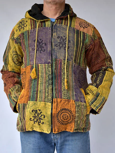Men's Ethnic Print Jacket Long Sleeve Zip Jacket