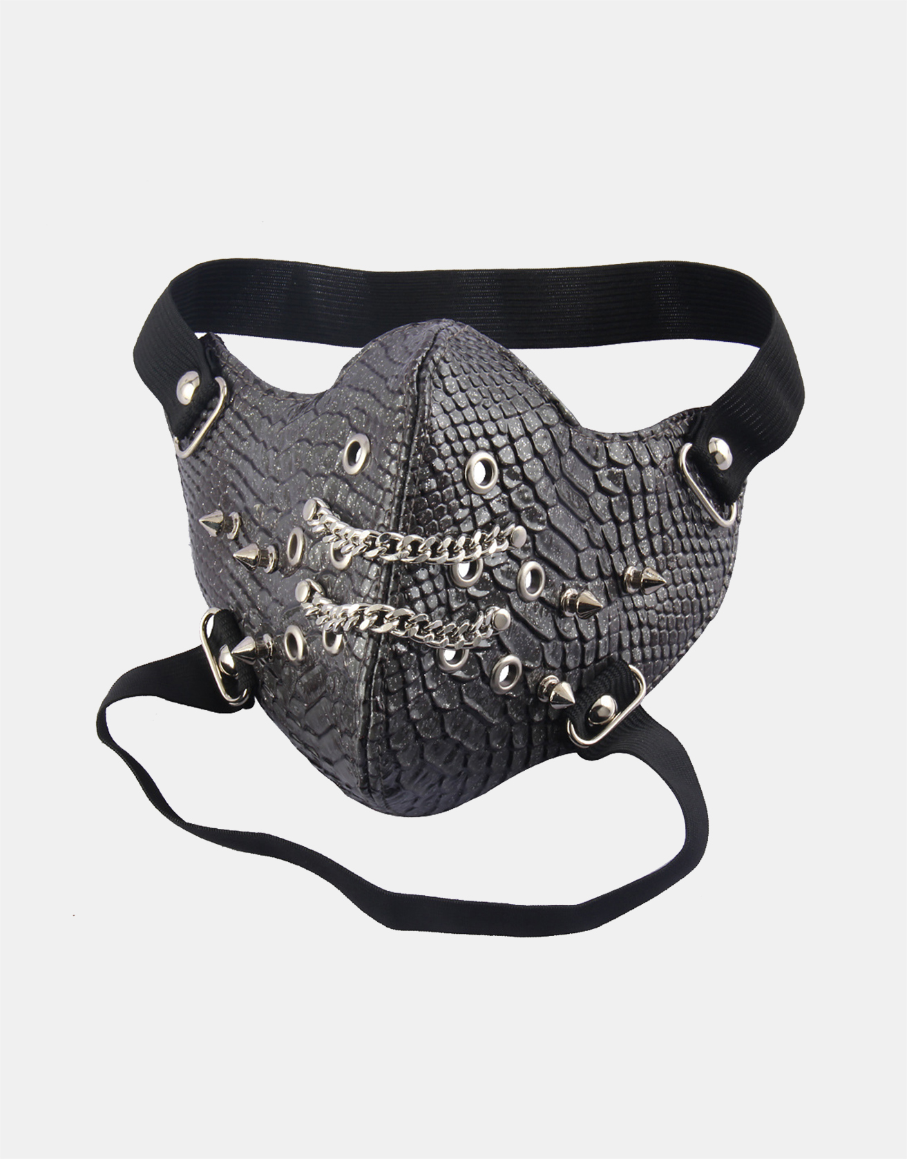 Leather Texture Metal Chain Mask / TECHWEAR CLUB / Techwear