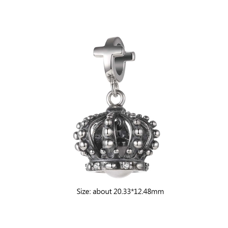 925 Sterling Silver Plating Inlay Crown Pearl Zircon Charms Jewelry Accessories
