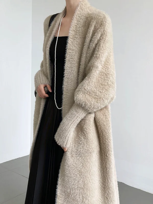 Casual Roomy Long Sleeves Pure Color Cardigan Coats