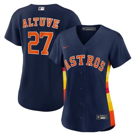 Women's Houston Astros #27 Jose Altuve  Navy Alternate Replica Player Jersey