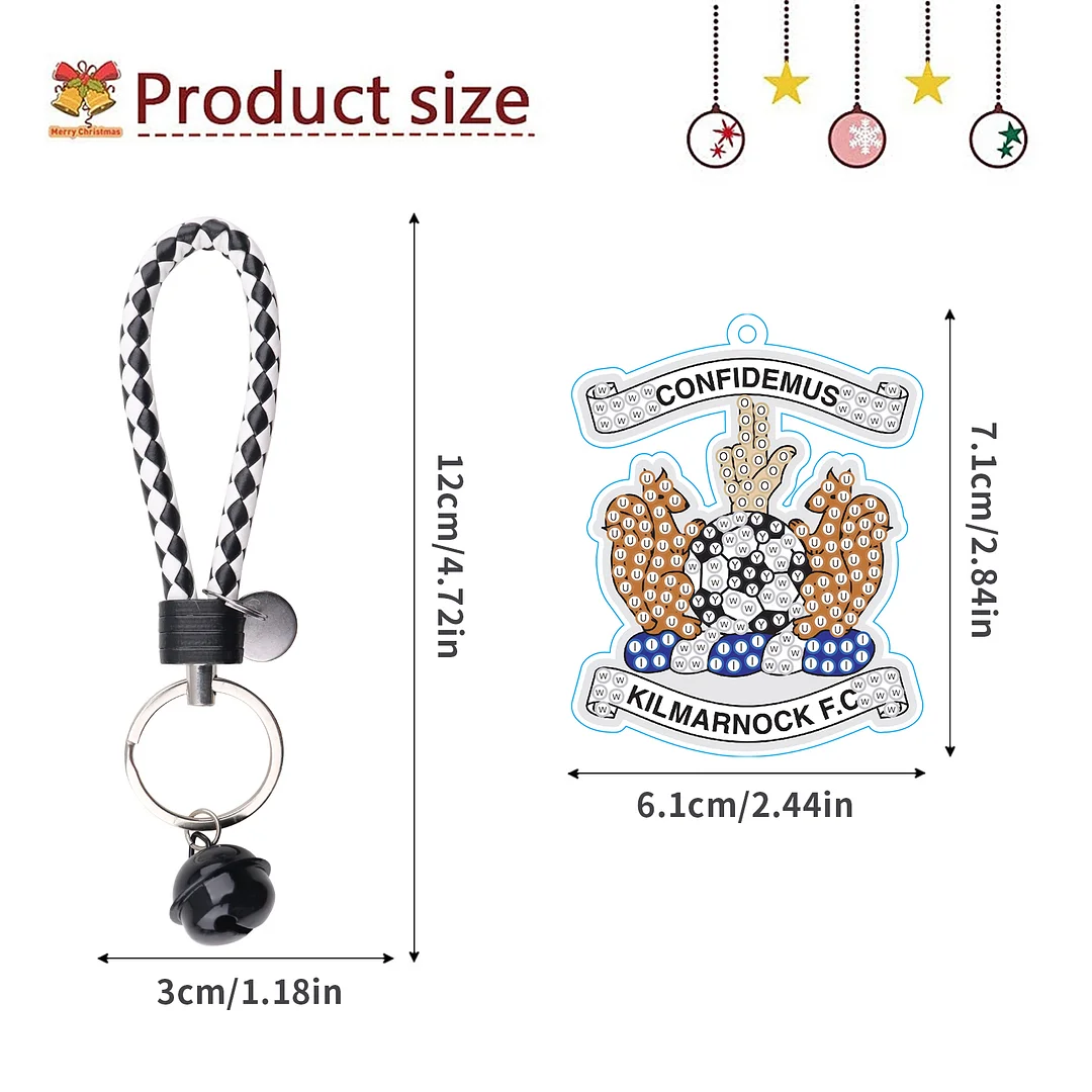 【Upgrade】DIY Kilmarnock F.C. Logo Double Sided Rhinestone Painting Keychain Pendant for Adult