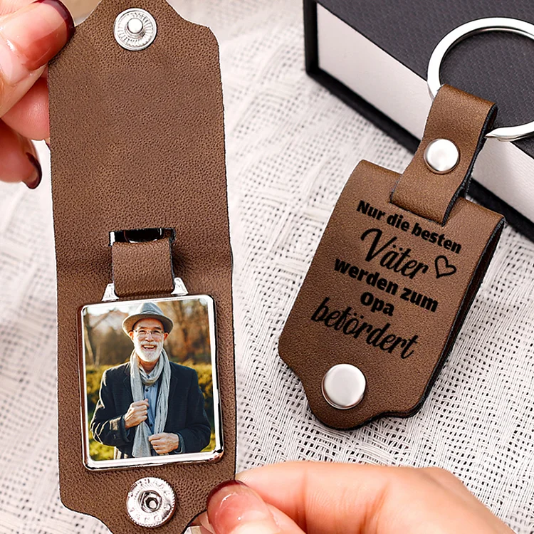 Kettenmachen Personalisiertes Foto -Nur die besten Väter werden zum Opa  befördert- Leder Schlüsselanhänger für Großvater